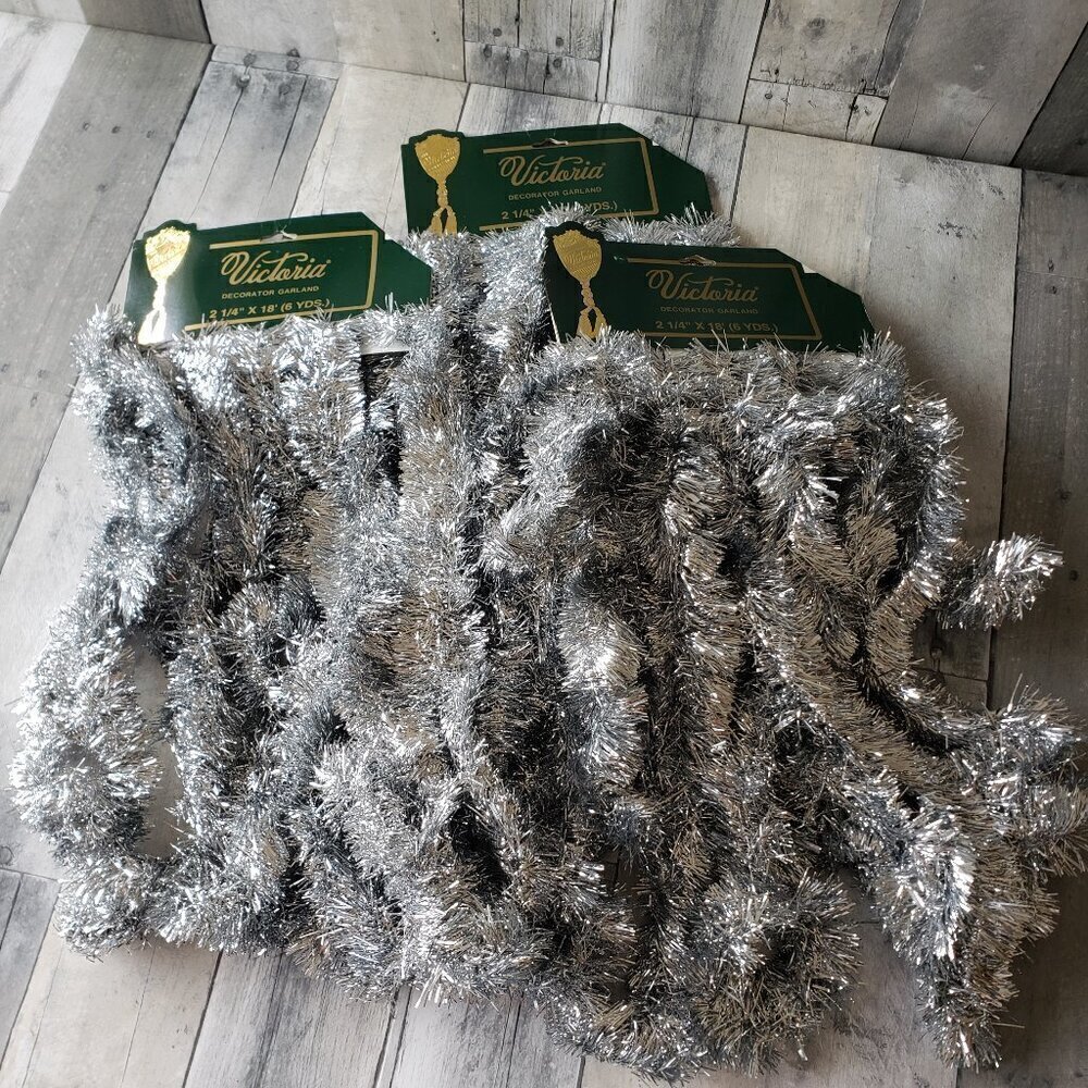 Unused Victoria Decorator Sliver Metallic Garland (lot of 3)